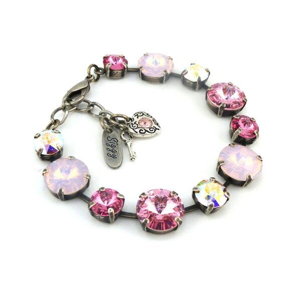Rosé Glow Light Pink and Crystal AB Tennis Bracelet Made with Genuine Crystals - Picture 6 of 8